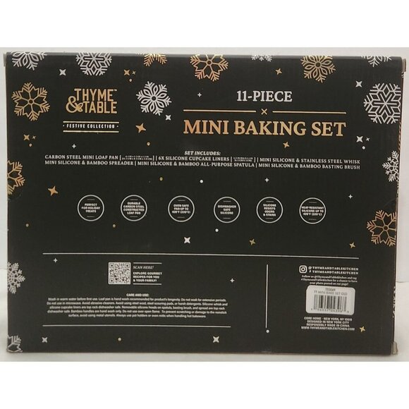 Thyme & Table black gold 11pc MINI BAKING SET loaf pan silicone whisk spatula - Picture 5 of 10